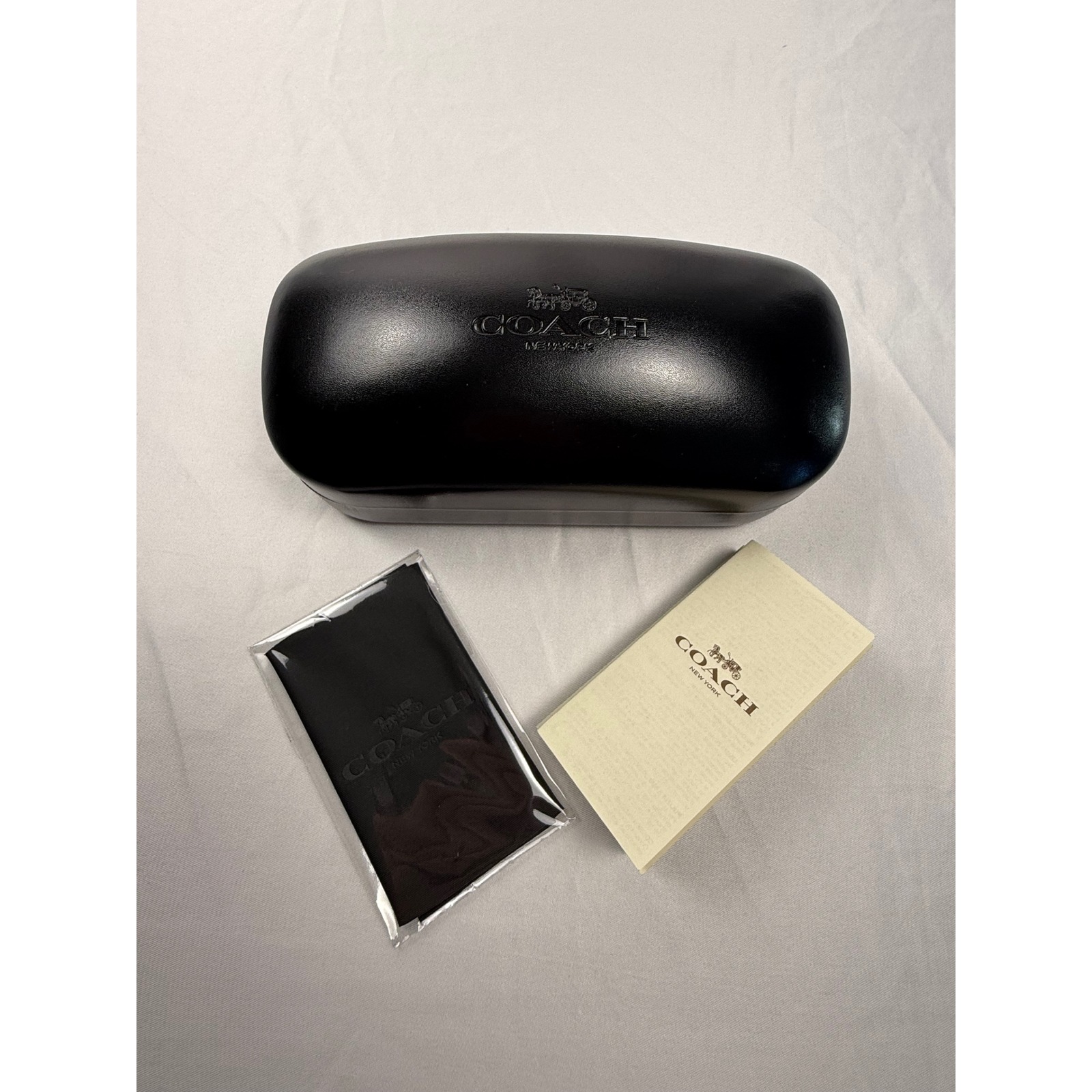Coach Black Hard Sunglasses Case With Cleaning Cloth And Care Booklet Luxottica